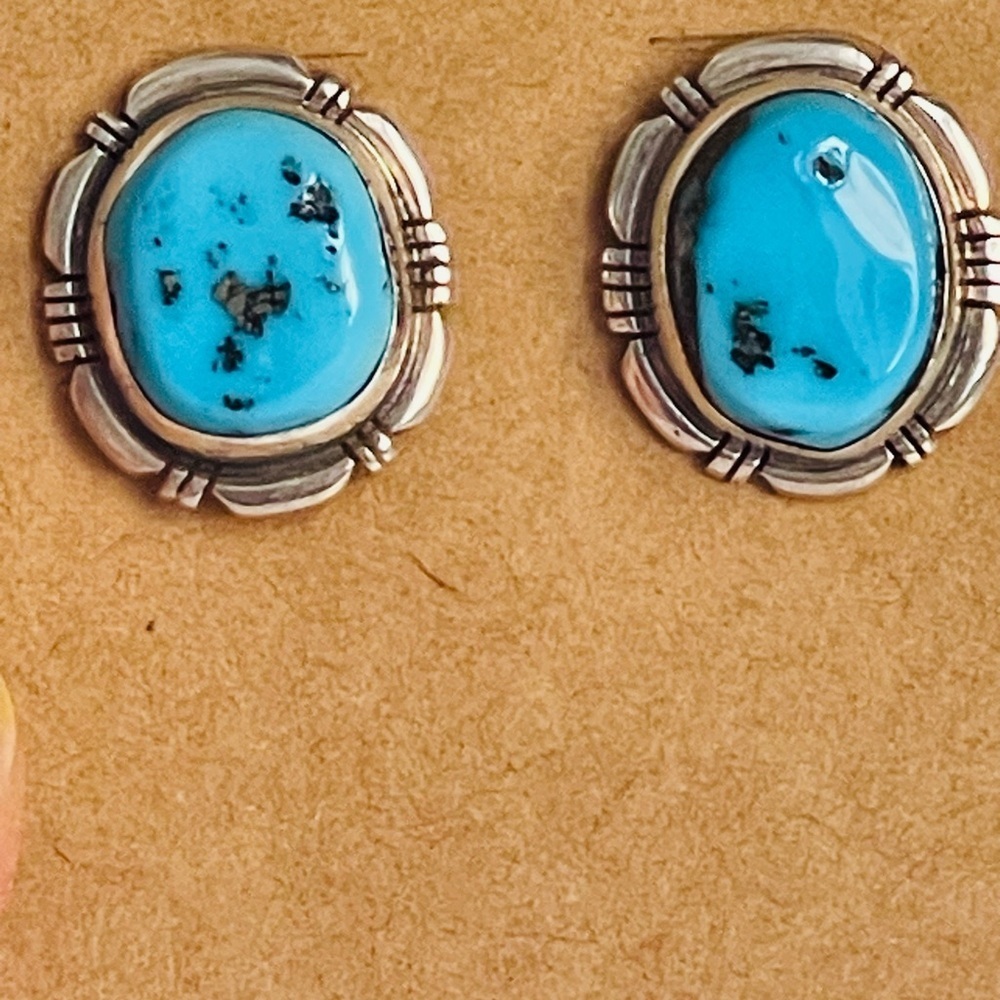 VTG Native American Southwest Sterling Silver Turquoise Earrings